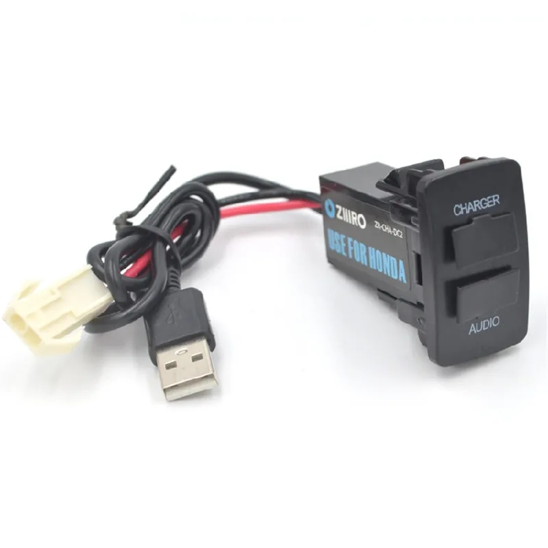 

Car Interface Dual USB Charger Connector Adapter Socket USB Audio MP3 Input for Honda Civic Spirior CRV Fit Jazz City Accord