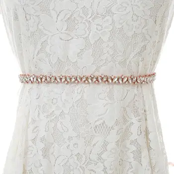 

Rose Gold Crystal Bridal Sash Bridal Belt Rhinestone Wedding Dress Belt For Women Evening Dresses S135RG