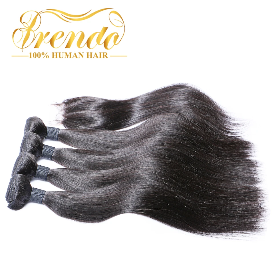Brazilian Hair Bundles With Closure Silky Straight Human Hair Bundles With Closure Natural Color Brenda Remy Hair With Closure