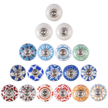 

18pcs Ceramic Pull Handle Hand Painted Printing Ceramic Door Cabinet Knob Drawer Pull Handles Home Improvement Drawer Pulls