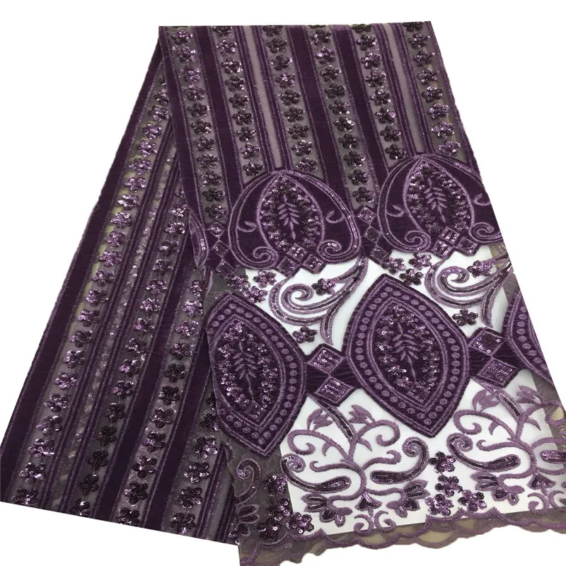 

African Velvet Lace Fabric 2018 Latest Design Velvet tulle Lace Fabric For Nigerian Wedding Dress Soft Design Onion color F1241