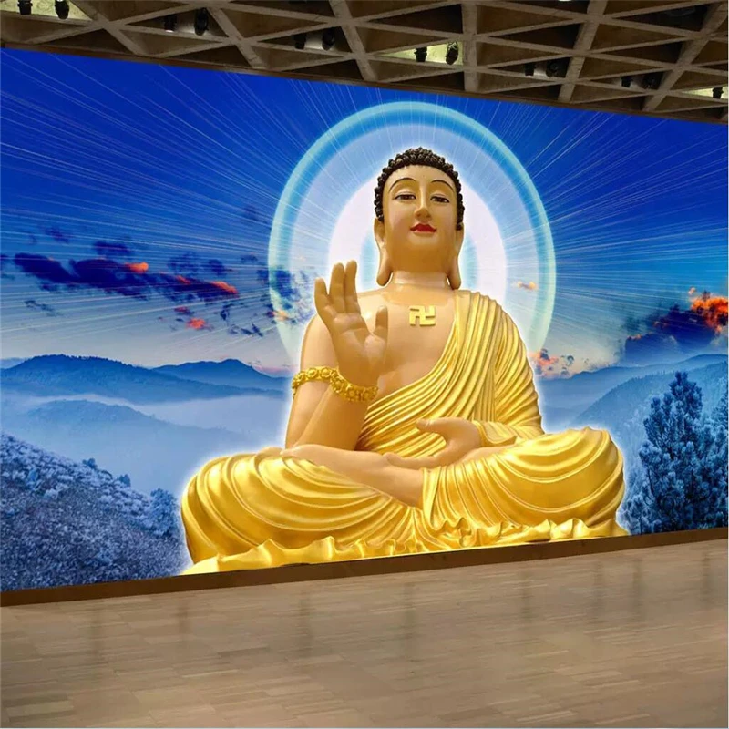 

beibehang Wallpaper custom living room bedroom mural HD Buddha Buddha statue wall decoration painting Papel de parede