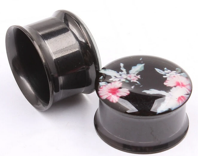Beautiful Flowers Ear Plugs Flesh Tunnels,stainless steel Earring