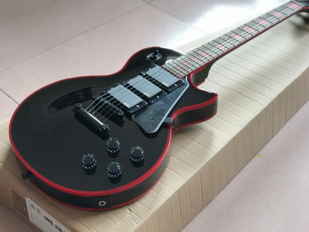 new arrival 3 pickups smooth black color custom electric
