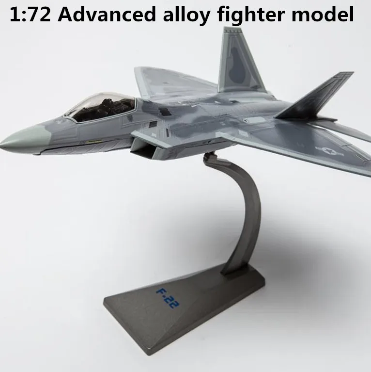 1: 72 усовершенствованная модель истребителя из сплава, высокая имитация F22 Raptor stealth bomber, развивающие игрушки, Коллекционная модель