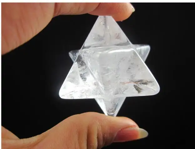 

free shipping ++Rock Natural QUARTZ CRYSTAL Large Merkaba Star Carved Healing