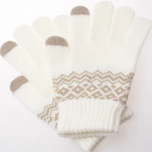 Модные вязаные толстые сенсорные перчатки для женщин и детей, зимние теплые сенсорные перчатки для мобильного телефона