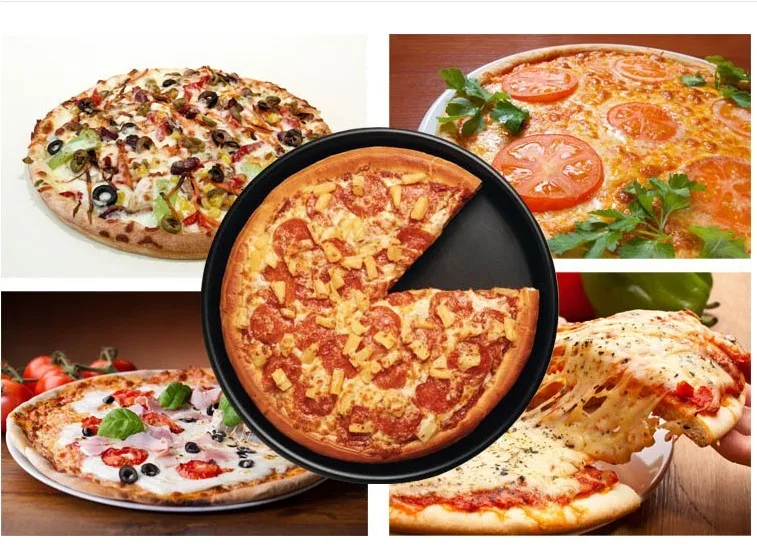 

1PC 6/7/8/9/10 inch Pizza plate baking tools pizza tray Home baking oven microwave oven use Non-Stick pizza pan Dish JJ 0864