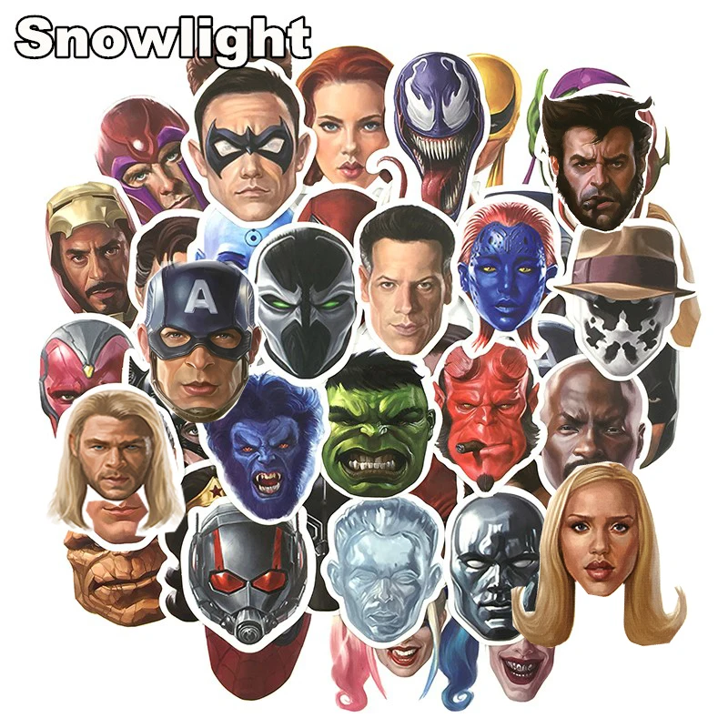 New 50 Pcs Marvel Head Portrait Cartoon Graffiti Bomb Sticker Fashion Super Hero Sticker For Laptop Luggage Toy Sticker For Kids