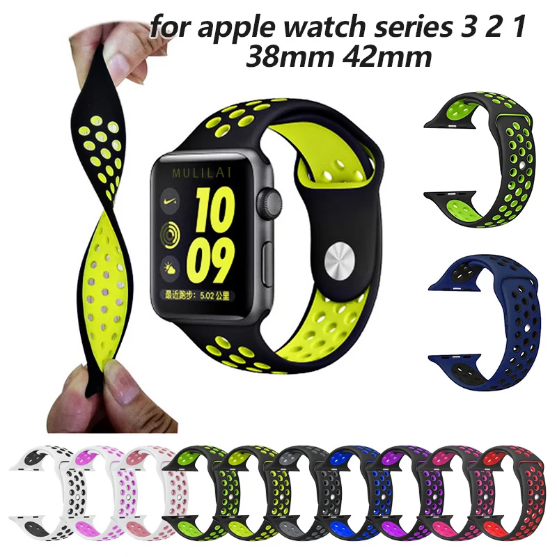 sport Silicone band strap for apple watch nike 42mm 38mm bracelet wrist band watch watchband For iwatch apple strap series 3/2/1