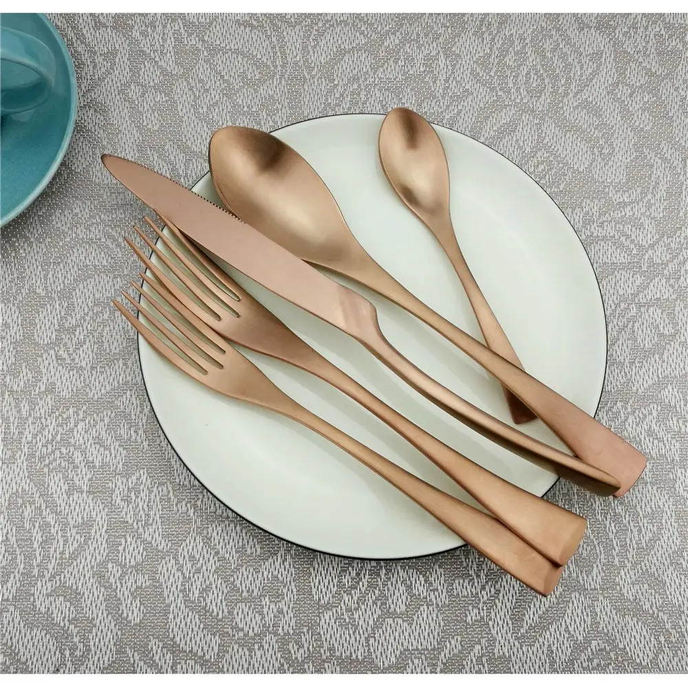 30Pcs/Set Rose Gold Dinnerware Set Western Cutlery 18/10 Stainless