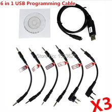 New 6 in 1 USB Programming Cable For UV-5R UV-B5 BF-888S UV-82 TG-UV2 KG-UVD1P TH-UVF9 KG-UV6D TK-3107 TH-F5 etc