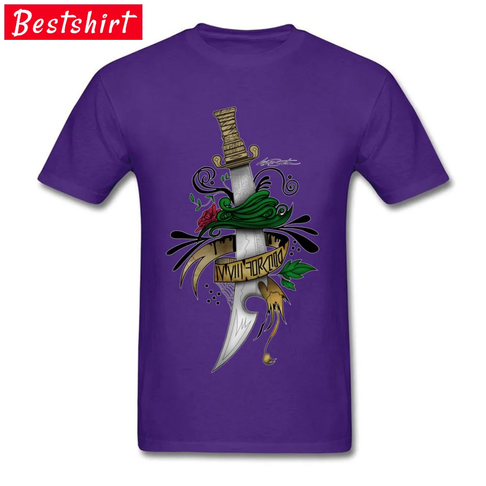 Normal Symbolic Sword Tees for Men Classic ostern Day Round Collar Cotton Short Sleeve Top T-shirts Summer Clothing Shirt Symbolic Sword purple