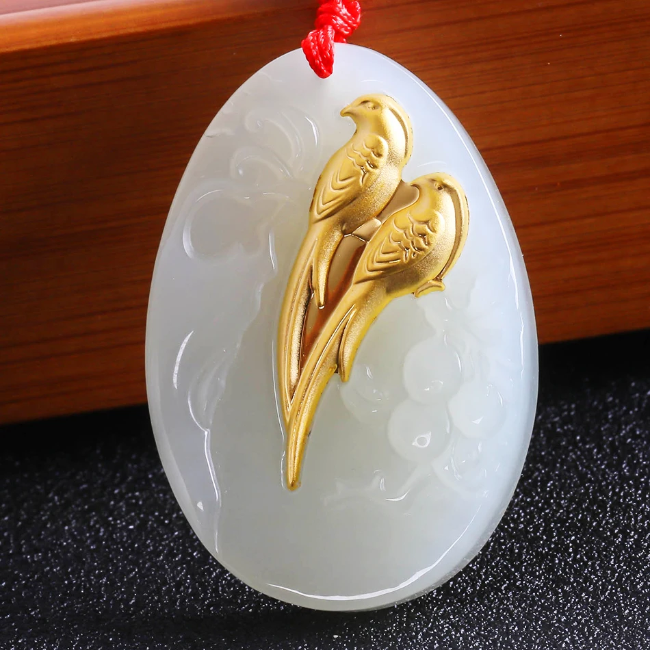 

Hetian jade gold magpie Pendant 2018 New Stylish Fashion Elegant Bird Necklace Lucky Jade Pendant Good Quality Jewelry 8626