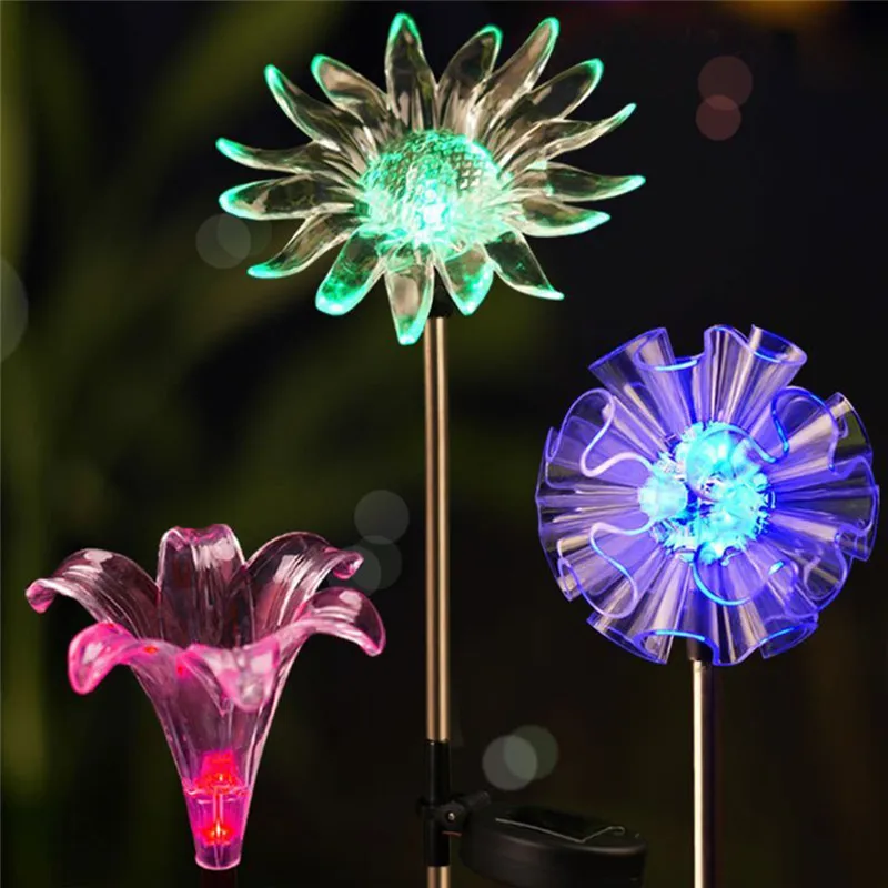 

Modern Outdoor Solar Landscape Light Lily/Sunflower/Snowflake Shape Can Choose Colorful Garden Decoration Projector lamp