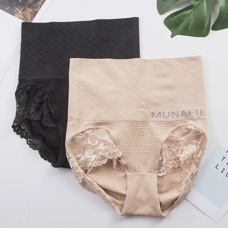 

2019 Fashion Women Panties Sexy Lace Seamless High-Elastic Honeycomb Warm Palace High Waist Lace Ladies Briefs Female