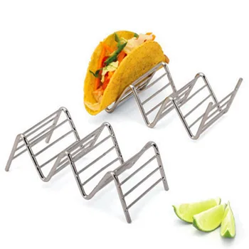 

Stainless Steel Taco Holders Wave Shape Mexican Food Rack 3-4 Hard Shells Pancake Rack Stand Holds