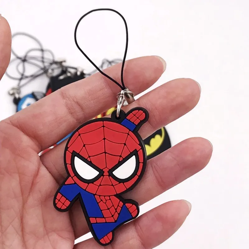 

1Pcs Avengers Super Hero Spider Man PVC Key Ring Rope Keychains Kids Backpack Pendants Key Chains Party Gift Bags Accessories