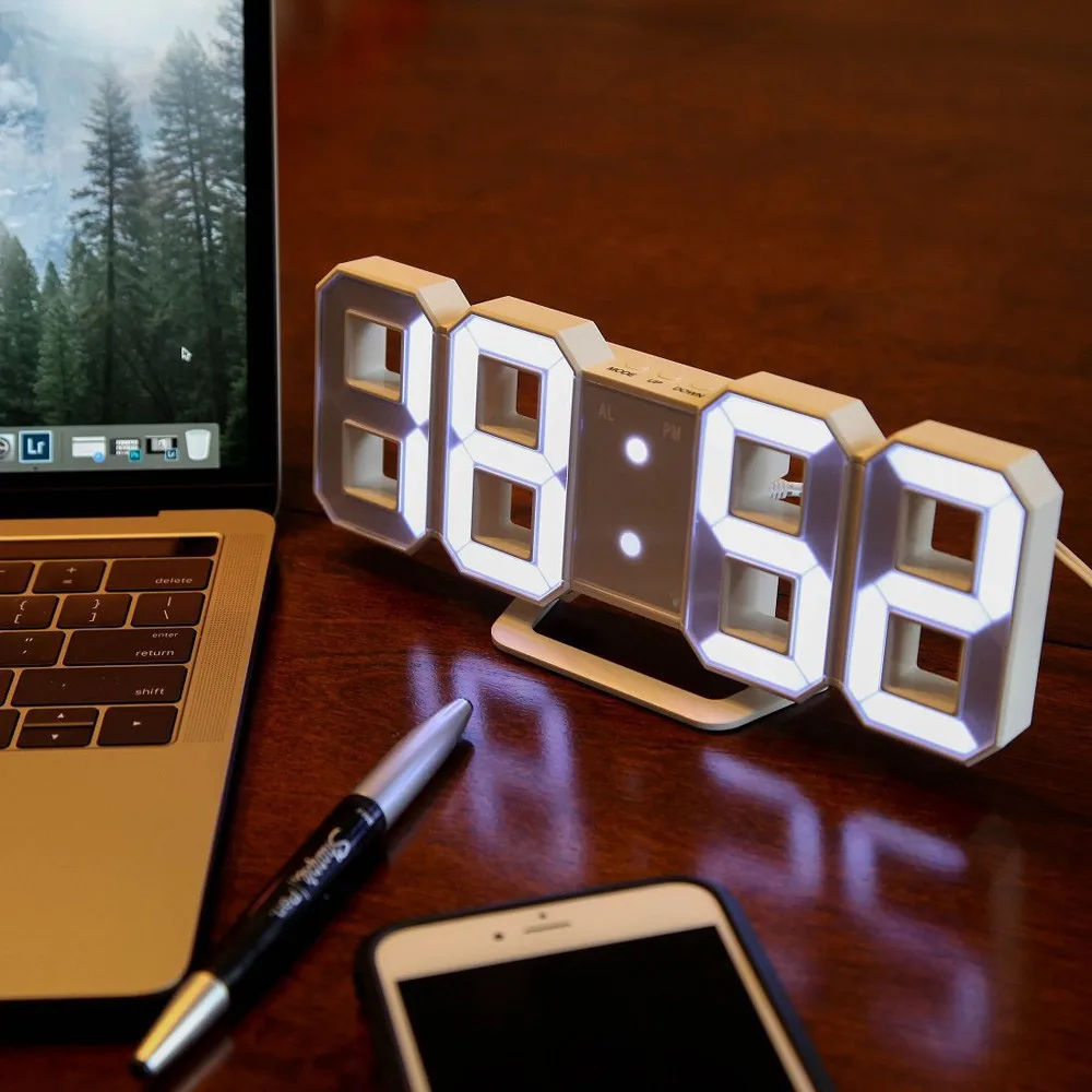  Modern Digital LED Table Desk Night Wall Clock Alarm clocks USB 24 or 12 Hour Display u70815