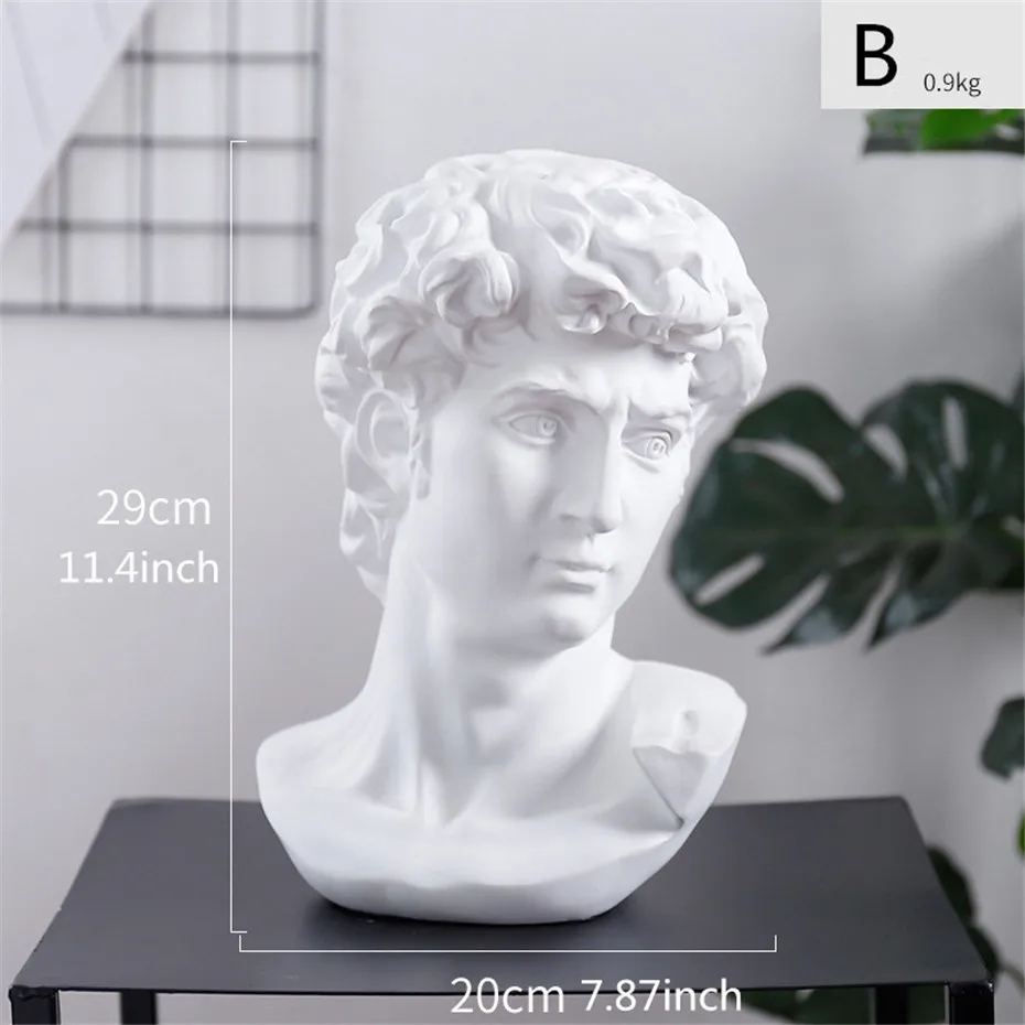 Resin Figure Statue Plaster Figure Decoration Large Art Props Portrait Sculpture Model Human Head Ornament Gift Home Decoration (5)