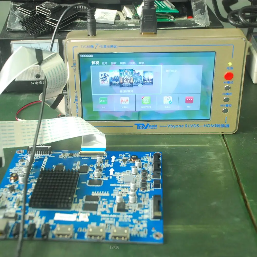 TKDMR TV160 7th TV Motherboard Tester Tools Vbyone&LVDS to HDMI Converter With Seven Adapter Plate 