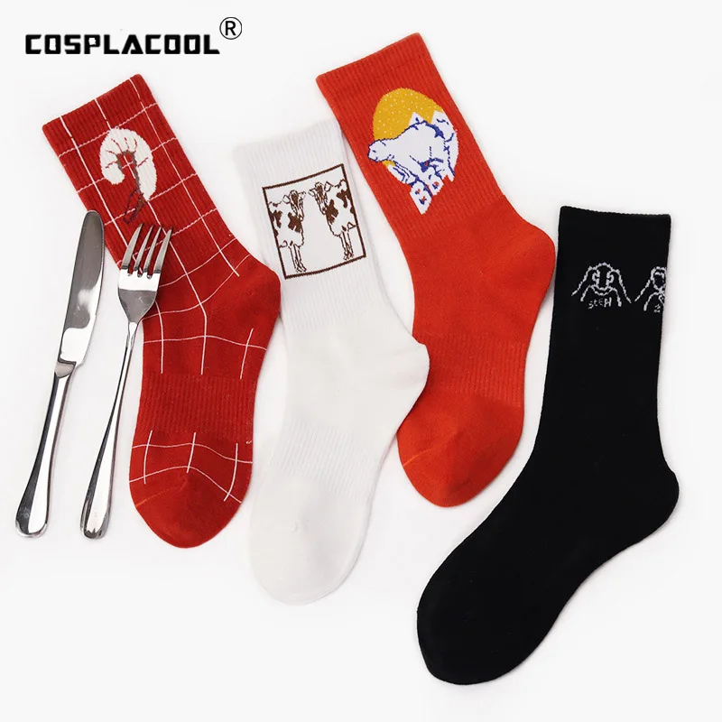 

Jacquard Street Art Harajuku Men Socks Cute Creative Seafood Skateboard Hip Hop Socks Novelty Sokken Unisex Calcetines Hombre