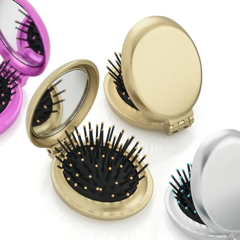 New Design Small Folding Compact Handy Mirror Hair Brush Pocket New Design Small Folding Compact Handy Mirror Hair Brush Pocket Handbag Size Travel Makeup Comb In Combs From Beauty Health On Aliexpress