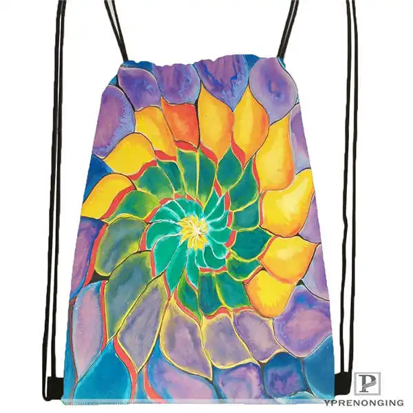 Custom mandala El Laberinto de Rosa Drawstring Backpack Bag Cute Daypack Kids Satchel Black Back 31x40cm