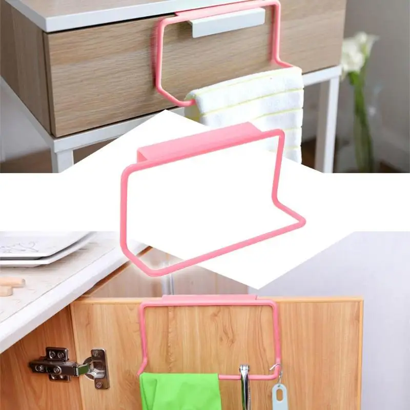 Towel Holder Sponge Holder Cupboard Kitchen Organizer Hanging Towel Rack Cabinet Bathroom Organizer Storage Rack