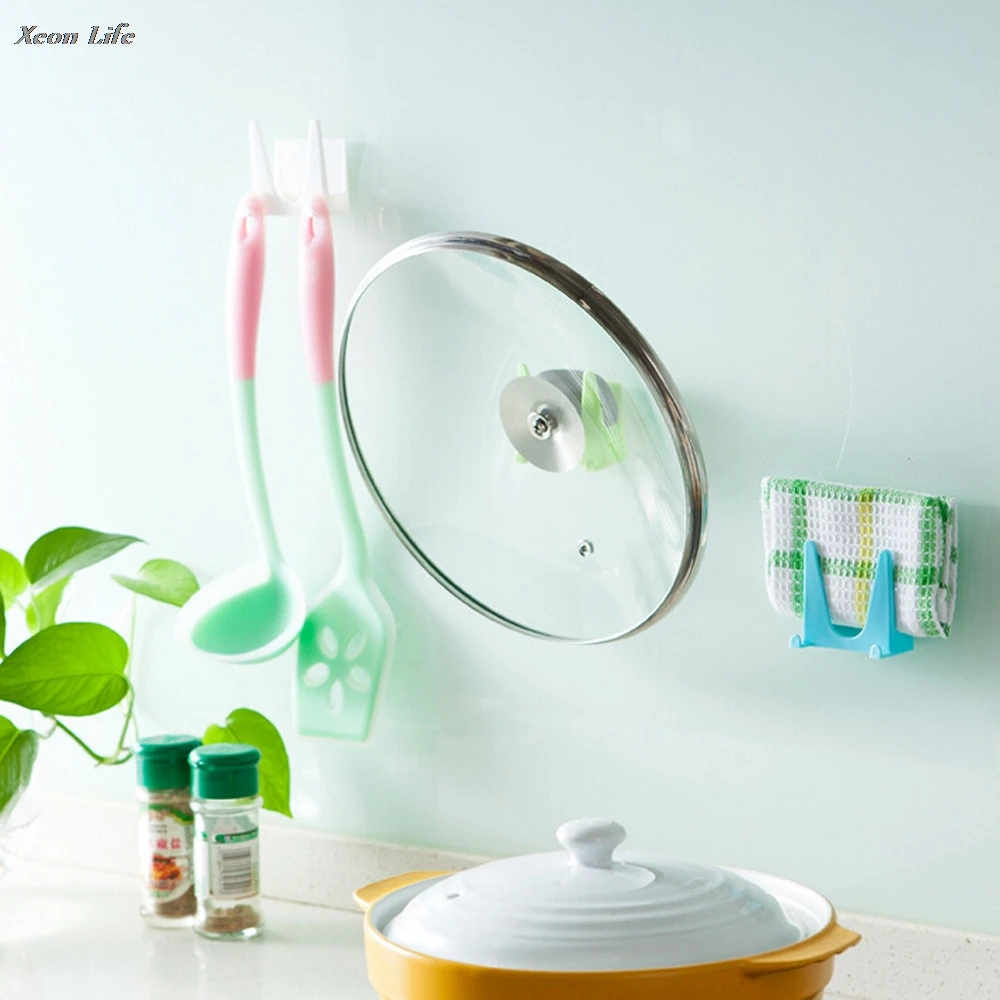 

2017 New Plastic Kitchen Home Pot Pan Cover Shell Cover Sucker Tool Bracket Storage Rack Bathroom Hanging Storage