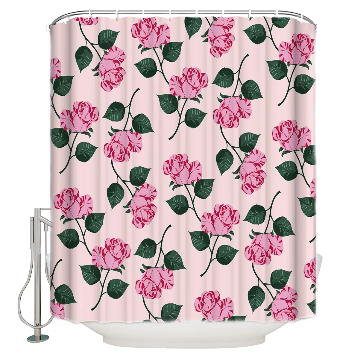 Maple Leaves Rose Bathroom Accessories Shower Curtain Liner Sets Curtains Childrens Floral Modern Hotel | Дом и сад