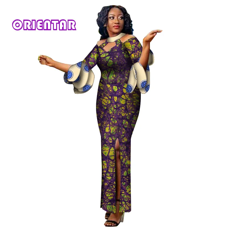 african fashion designers Bazin Riche African Dresses for Woman Print Splice Long Dashiki Dress African Women Private Custom Clothes Plus Size WY2845 african suit