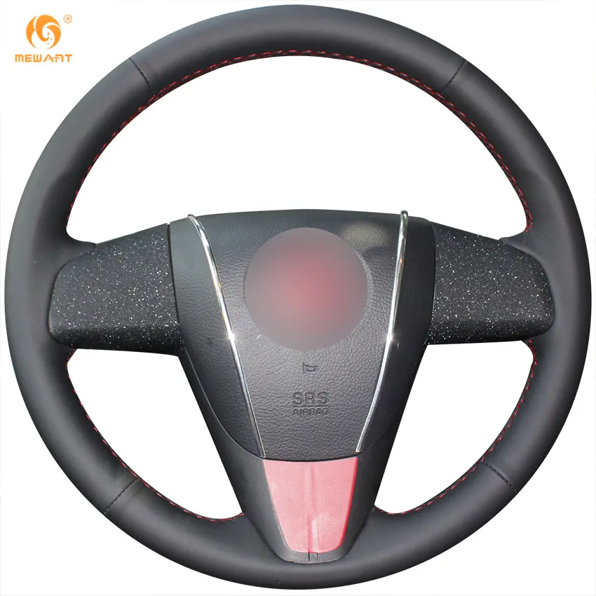 Mewant negro Cuero auténtico cubierta de volante de coche para Mazda 3 Axela 2008 2013 MAZDA CX