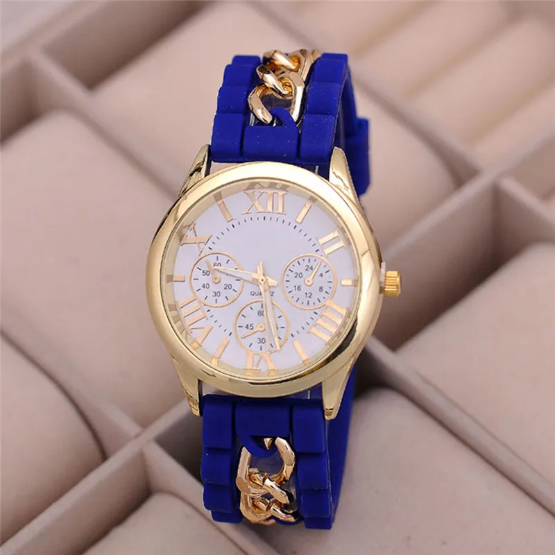 

Hot Sale Fashion Women Girl Watch Silicone Roman Numerals Quartz Wrist Watches Good-looking Clock Relogio Feminino