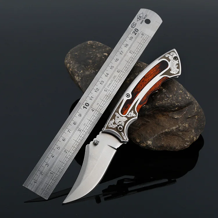 Карманный охотничий складной нож дамасское лезвие деревянная ручка Открытый выживания боевые ножи