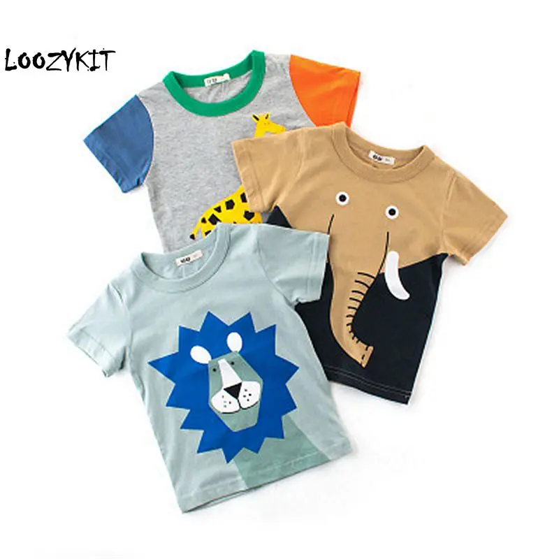 

Loozykit Cartoon Baby Boys Dinosaur T Shirt For Summer Infant Kids Boys Girls Lion T-Shirts Clothes Cotton Toddler Tops