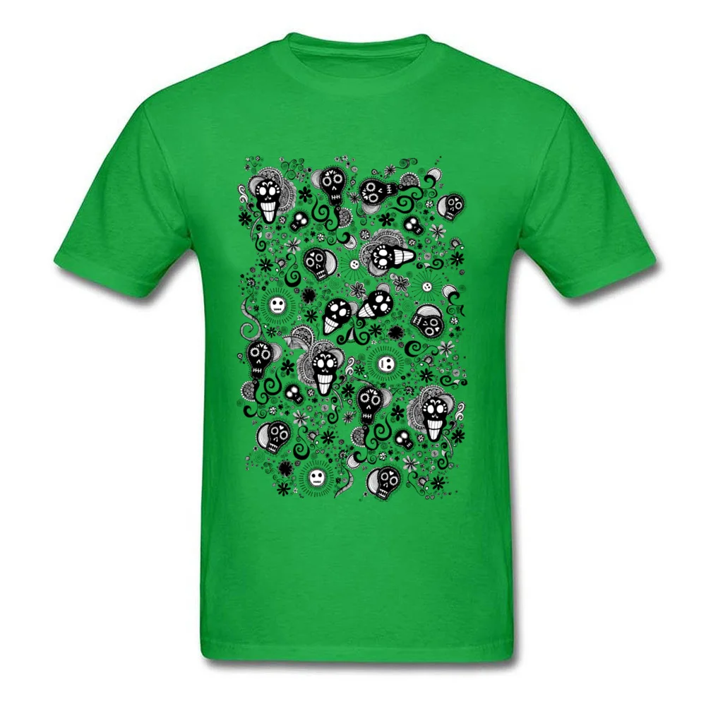 Design Birthday Summer Fall Cotton Fabric Round Collar Mens Tees Europe Clothing Shirt 2018 New Fashion Short Sleeve T Shirts Happy Mexican Day of the Dead green