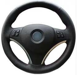 Черная искусственная кожа рулевого колеса автомобиля крышки для BMW E90 320i 325i 330i 335i