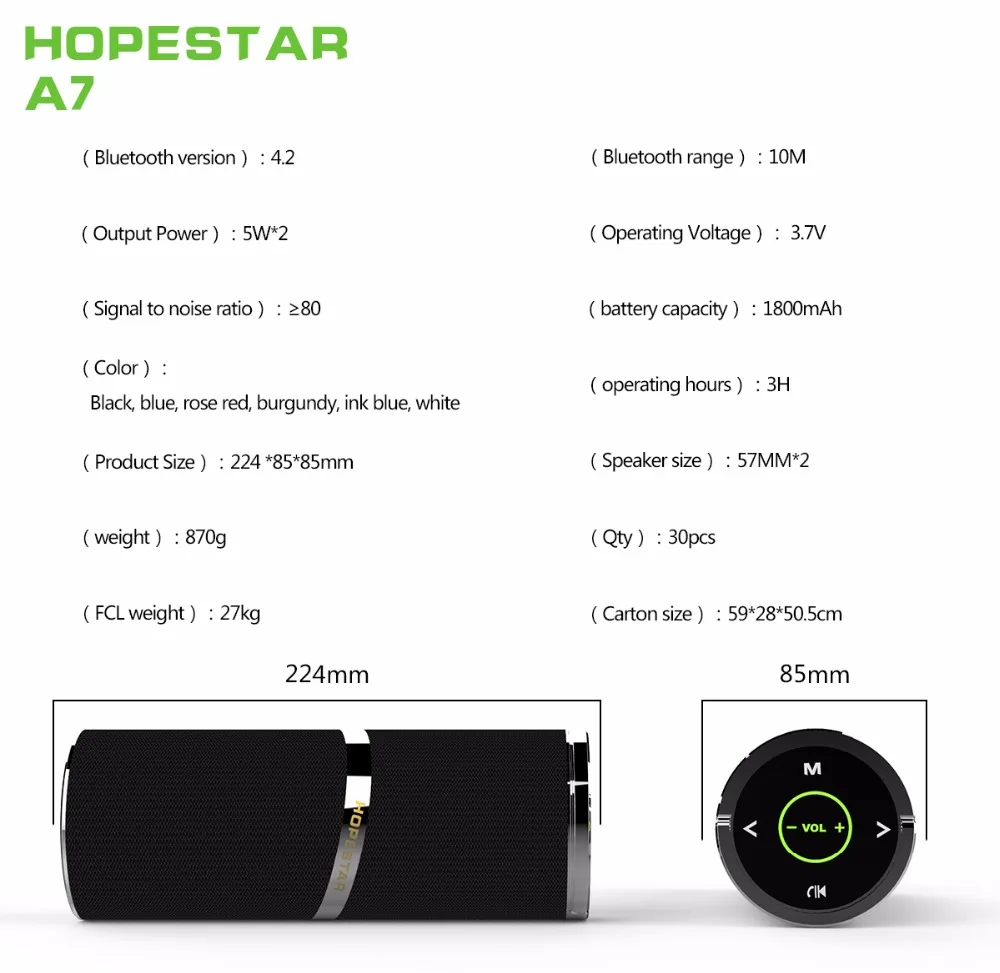 Hopestar A7 портативная ручка Bluetooth динамик беспроводной громкий динамик Саундбар двойной бас MP3 стерео Поддержка USB динамик s FM AUX