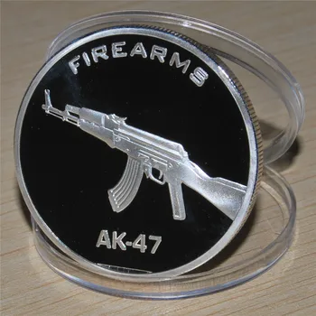 

United States of America Arms Challenge Coin - AK-47 Silver Coin, Collection Gifts Art Crafts Souvenir Coins Silver coins, 5pcs