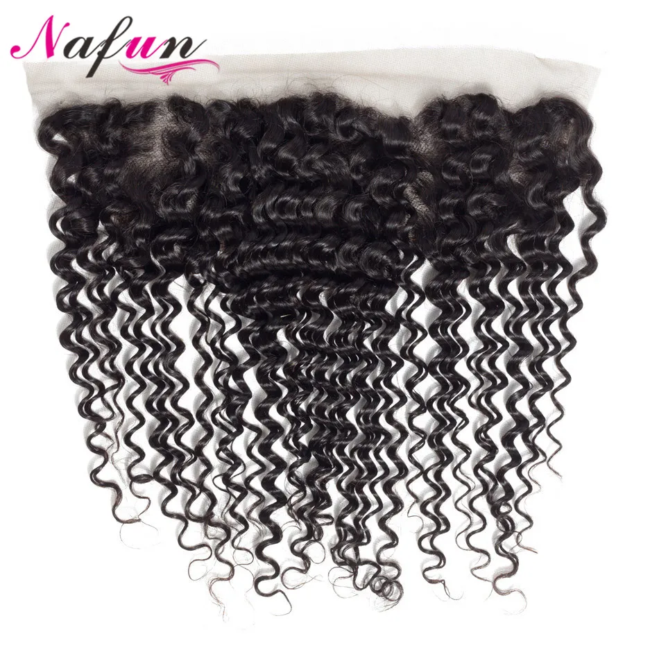NAFUN волосы глубокая волна кружева фронтальное закрытие малазийские не Реми 100%