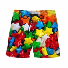 Милые Яркие 3d Повседневные Шорты красочный, крутой летние для серфинга шорты унисекс забавные уличные сетчатые дышащии эластичные для талии шорты
