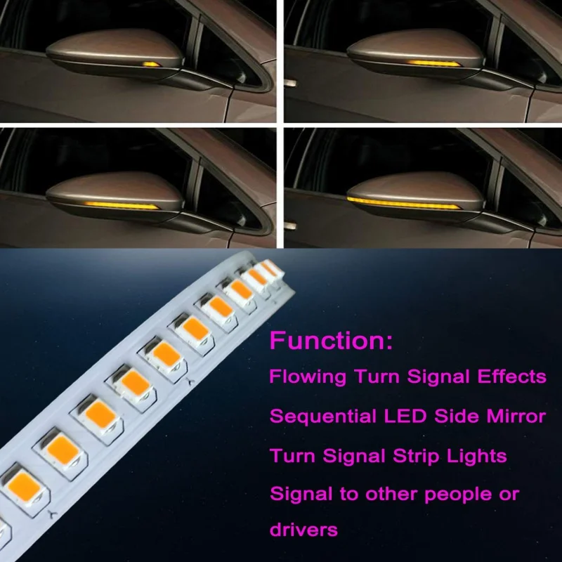2 шт. светодиодный динамический последовательный светодиодный указатель поворота бокового зеркала Предупреждение льная лента, сигнальные наклейки, набор безопасных пар(Amper), Новинка