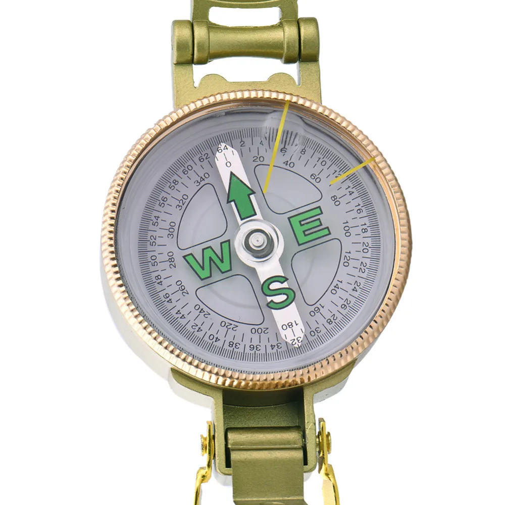 Authentic Compass Metal Band Ruler Set Magnifying Glass Lanyard Camping Supplies Compass Prismatic Sighting Military Lensatic