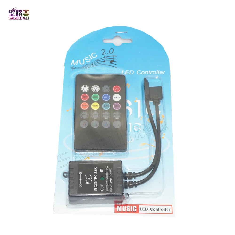 

best price 1 pcs DC12V LED Music IR Controller 20 Keys IR Remote RGB Controllers