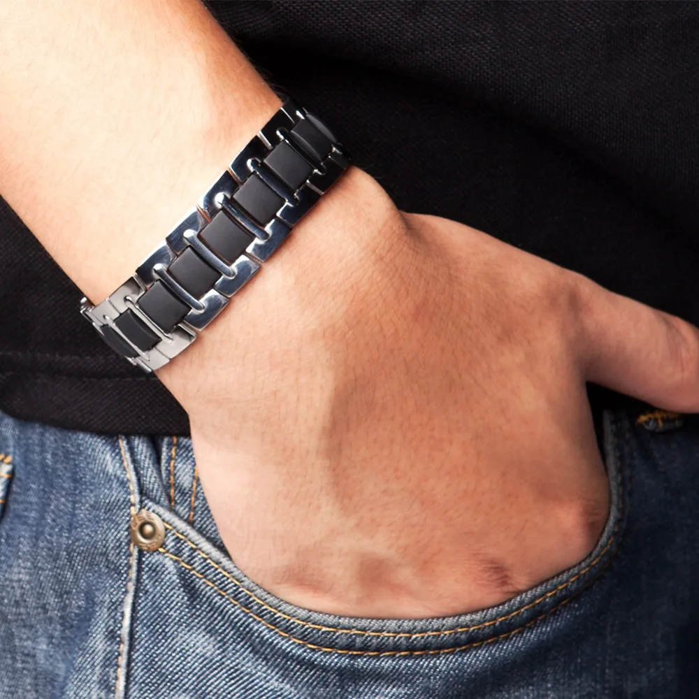 

Power Ionics Titanium Germanium Men Bracelet Band Balance for Men PT003