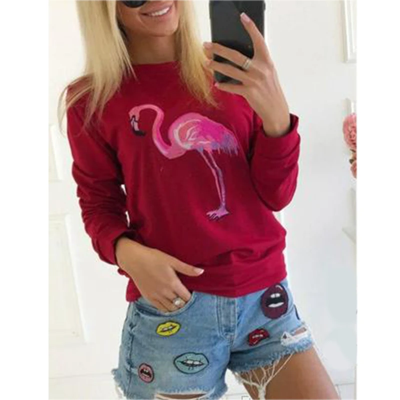 Женская толстовка с длинным рукавом рисунком фламинго|hoodie sweatshirt|fashion sweatshirtsweatshirt