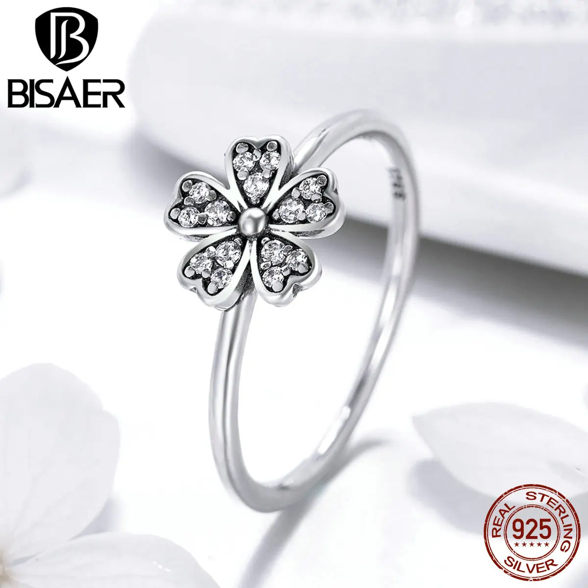 

Rings for Women 925 Sterling Silver Dazzling Flower Daisy Finger Ring Femme Engagement Ring Anillos Jewelry Bague Femme GXR398