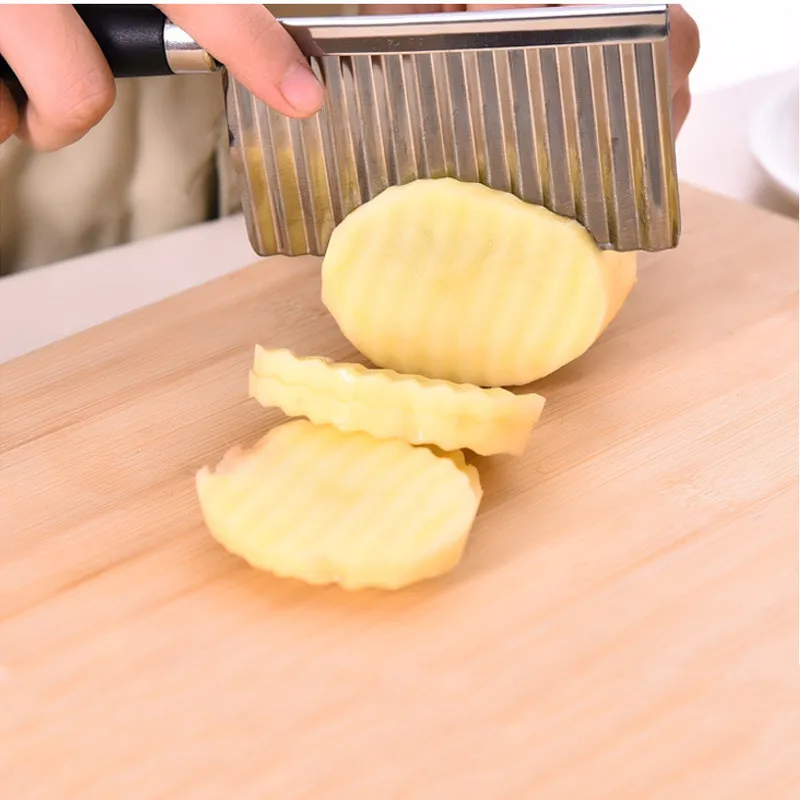 Mrosaa из нержавеющей стали картофельные чипсы делая Овощечистка резак для овощей Кухонные ножи инструмент для фруктов нож аксессуары волнообразный резак