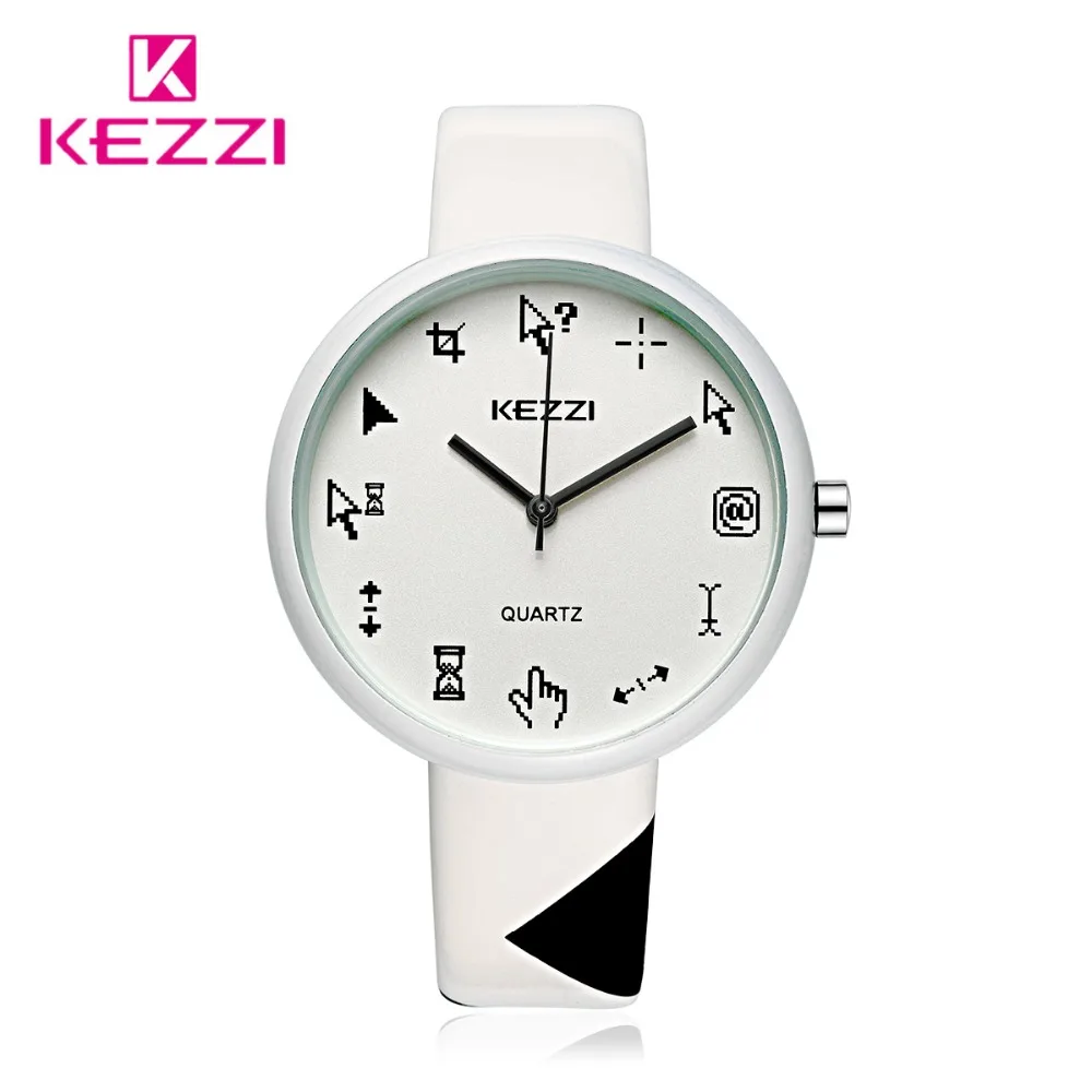 

KEZZI Fashion Cartoon Watches For Student Leather Strap Quartz Watches Women Men Love Wrist watches Clocks